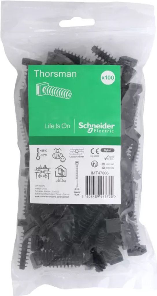 Schneider Electric Schraubsockel fuer Kabelbinder max. 9mm Breite schwarz VPE100 IMT46452