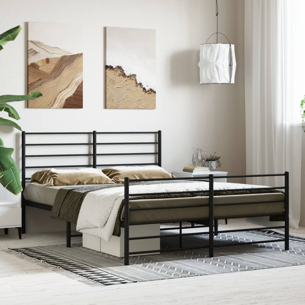 "2026 Aktion"Bettgestell - CLORIS - Doppelbett - Robust und langlebig - mit Kopf- und Fußteil Metall Schwarz 140x200cm - Klassische Betten DEMöbe...