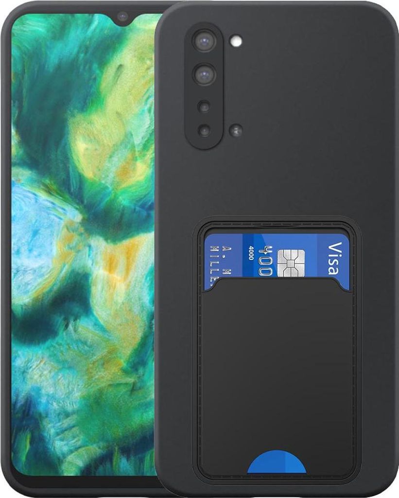 Geeignet für Oppo Find X2 Lite Phone Case mit TPU Kartenhalter - Flexible Back Cover Case Silikon TPU mit Cardslot - Schwarz - Smartphonics