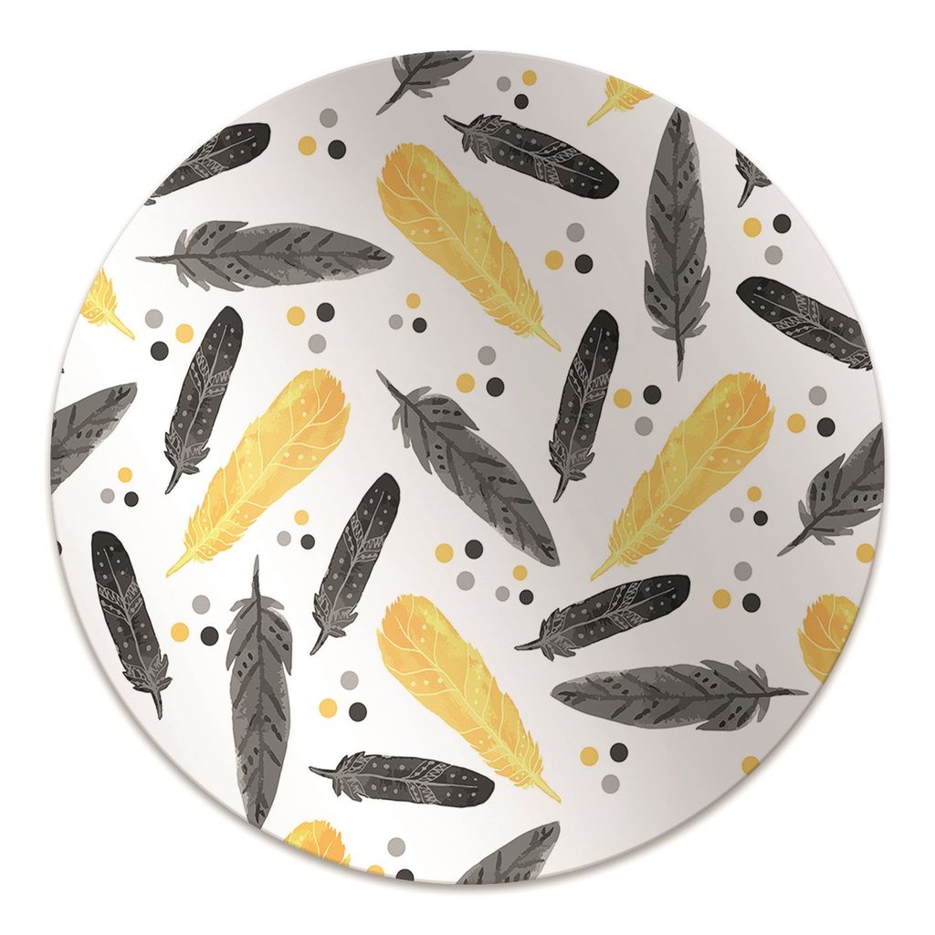 Rundmatte - Stuhlunterlage Bürostuhlunterlage - Rund Ø 100 cm - Bodenmatte - Fußmatte - Schwarze goldene Federn