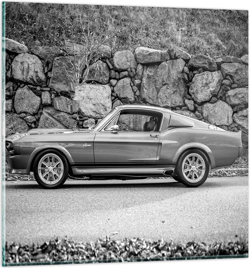 Bilder auf glas - Einteilig - Auto Ford Mustang - 50x50cm - Glasbilder - Wandbilder - Bilder - zum Aufhängen bereit - Wanddekoration aus Glas - Gl...
