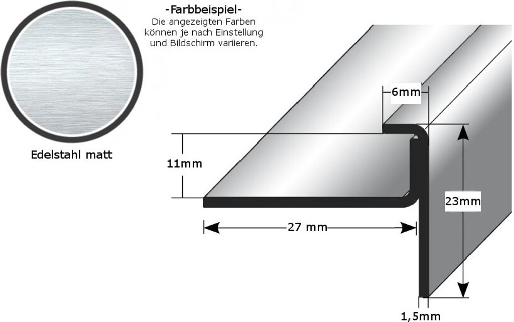 Einschubprofil "Claydon" mit Nase für Designbeläge, Einfasshöhen von 2 - 15 mm, Edelstahl matt, gebohrt-11