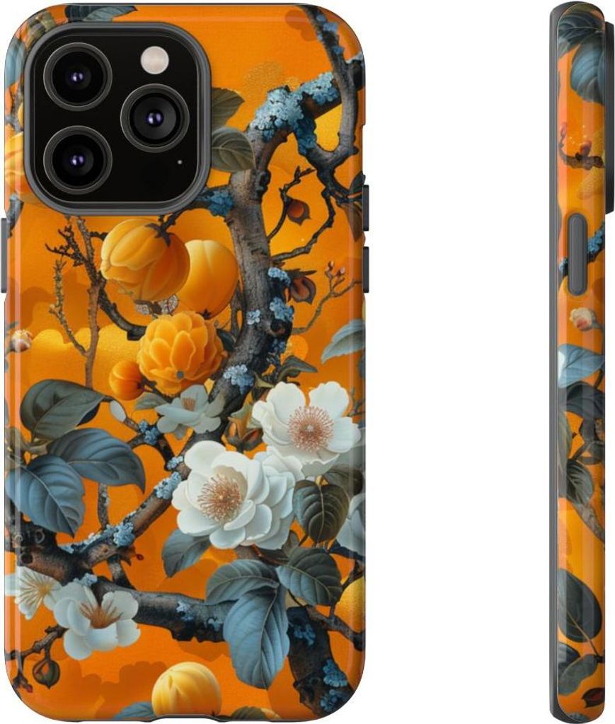 Vintage-Blumenmuster in Orange – Hülle Kompatibel mit iPhone 14 Pro Max