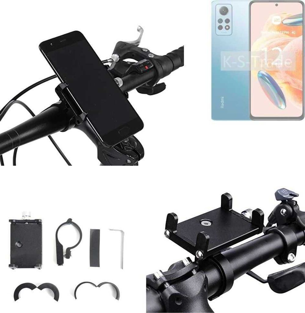 K-S-Trade Handyhalterung für das Fahrrad kompatibel mit Xiaomi Redmi Note 12 Pro 4G Halter Lenkstange Fahrradhalterung Motorrad Bike Mount