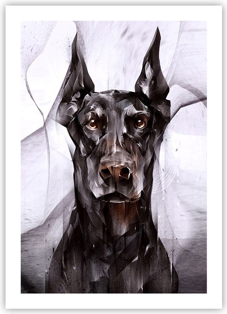 Poster - Poster ohne Rahmen - Hund Abstraktion - 50x70 cm - Wand Bild - Wanddeko - Wandbilder - Kunstposter - Wandposter - Bilder - Kunstdruck - Wa...