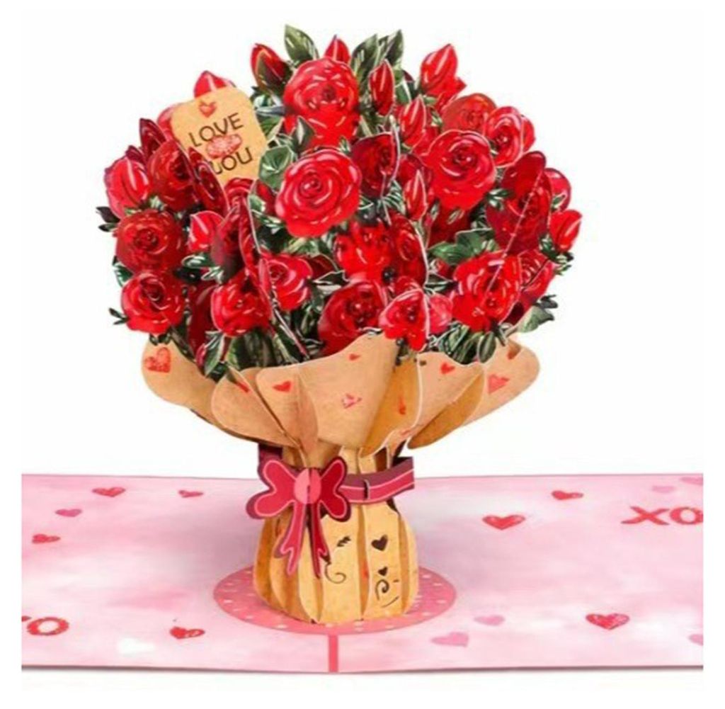 Ewig blühende 3D-Pop-Up-Blumenkarte, handgefertigt aus Recyclingpapier – für ewige romantische Erinnerungen, Valentinstag, Jahrestag oder Gebur...