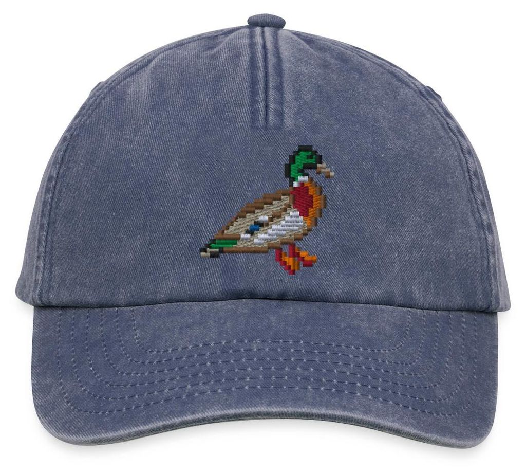 Spreadshirt Gestickte Pixel Ente Vintage Cap, One size, Vintage Denim
