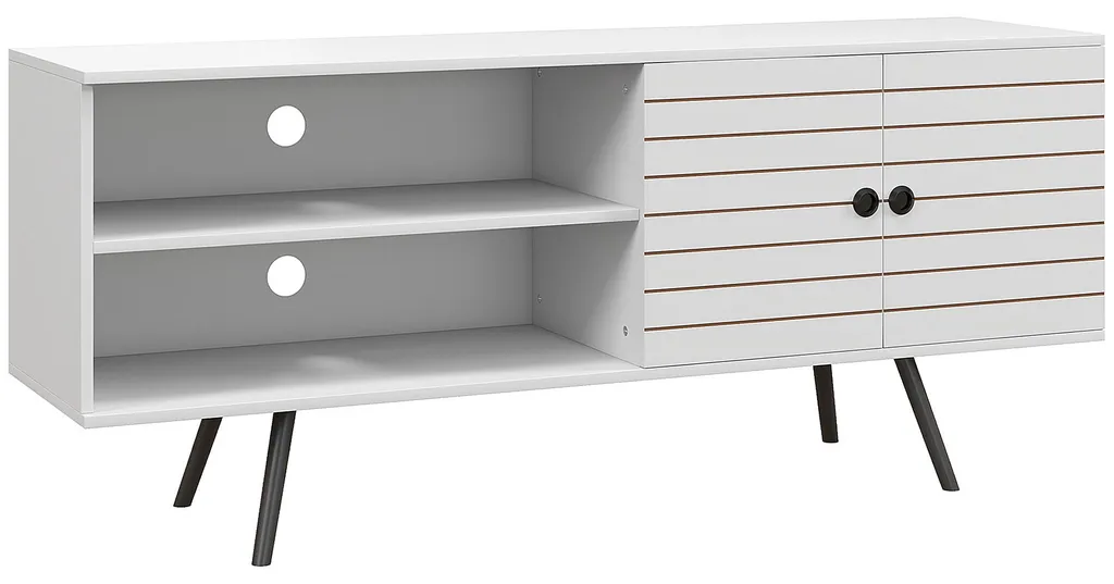 Meuble TV blanc 145cm : rangez vos câbles et décodeurs proprement - 12
