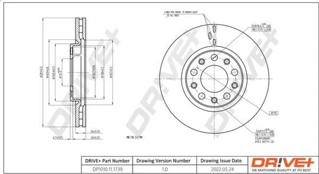 Disque de frein pour entretien Fiat 500X et Jeep Renegade 51806278