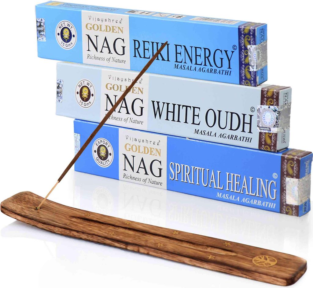 Räucherstäbchen Set – Reiki, Spiritual Healing & Oudh + Halter