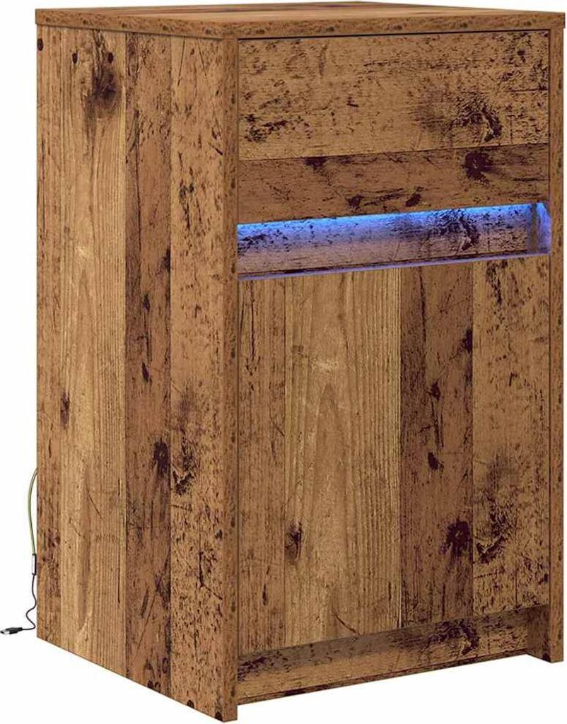 LED Nachttisch Altholz 38 x 34 x 61 cm Holzwerkstoff