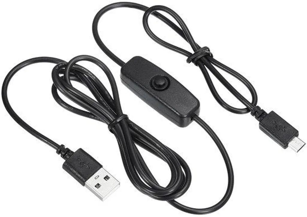 Commutateur USB 150 cm avec alimentation micro-USB et bouton marche-arrêt
