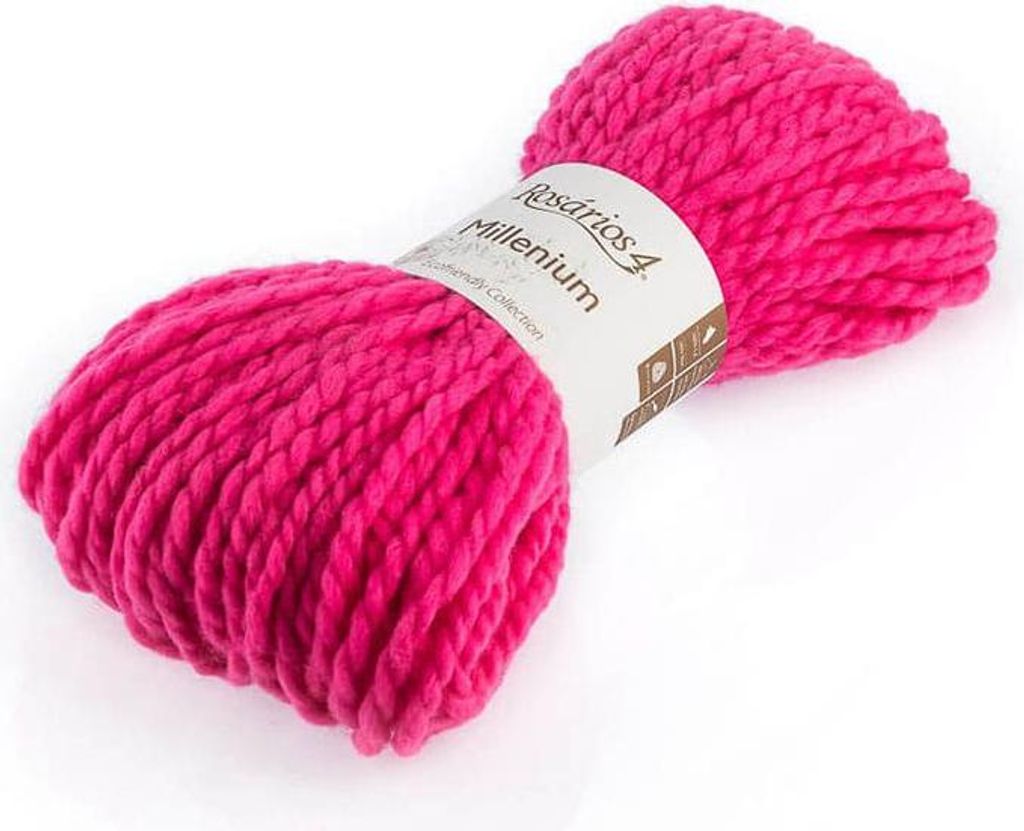 Rosários 4 Millenium 27 Magenta - Ökologische Super Bulky Wolle für Winterprojekte, 100% Wolle, 100g