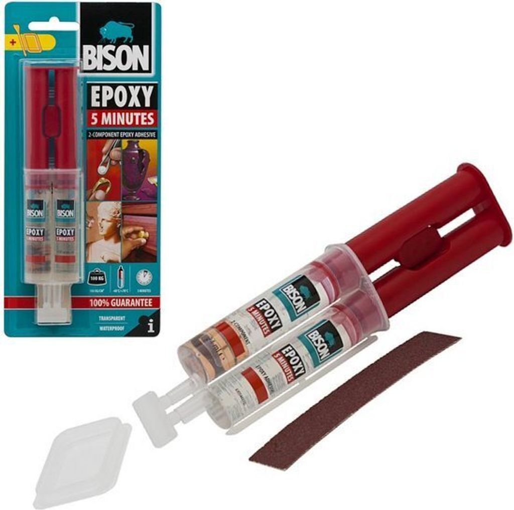 Bison – Epoxidkleber für Metall, Stein, Beton – flüssiger Stahl transparent – 2 Komponenten – super stark