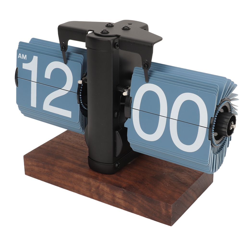 Horloge à Bascule Rétro Cyrank – Numérique Flip Clock Mécanique Vintage, Bois Noyer Noir