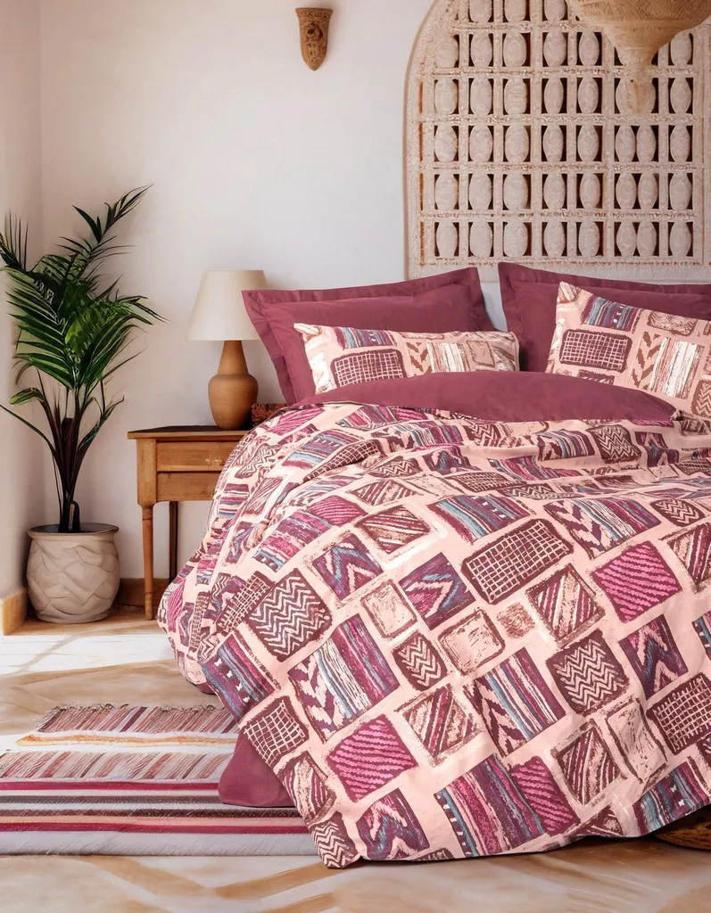 L'Essentiel Linen Set Copripiumino Ranforce XXL 155x220 Rosso Bordeaux