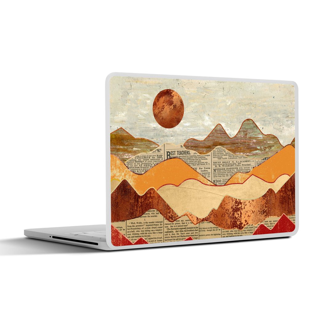 MuchoWow Laptop Aufkleber Sticker Cover Vintage - Zeitung - Bronze - Abstrakt - Landschaft - Farben 30x22 cm - Laptop-Sticker