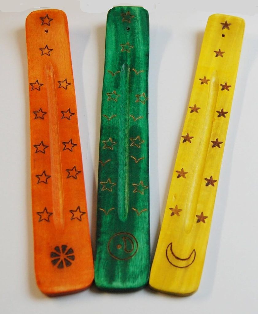 Räucherstäbchenhalter, länglich, farbig, 3 Stück