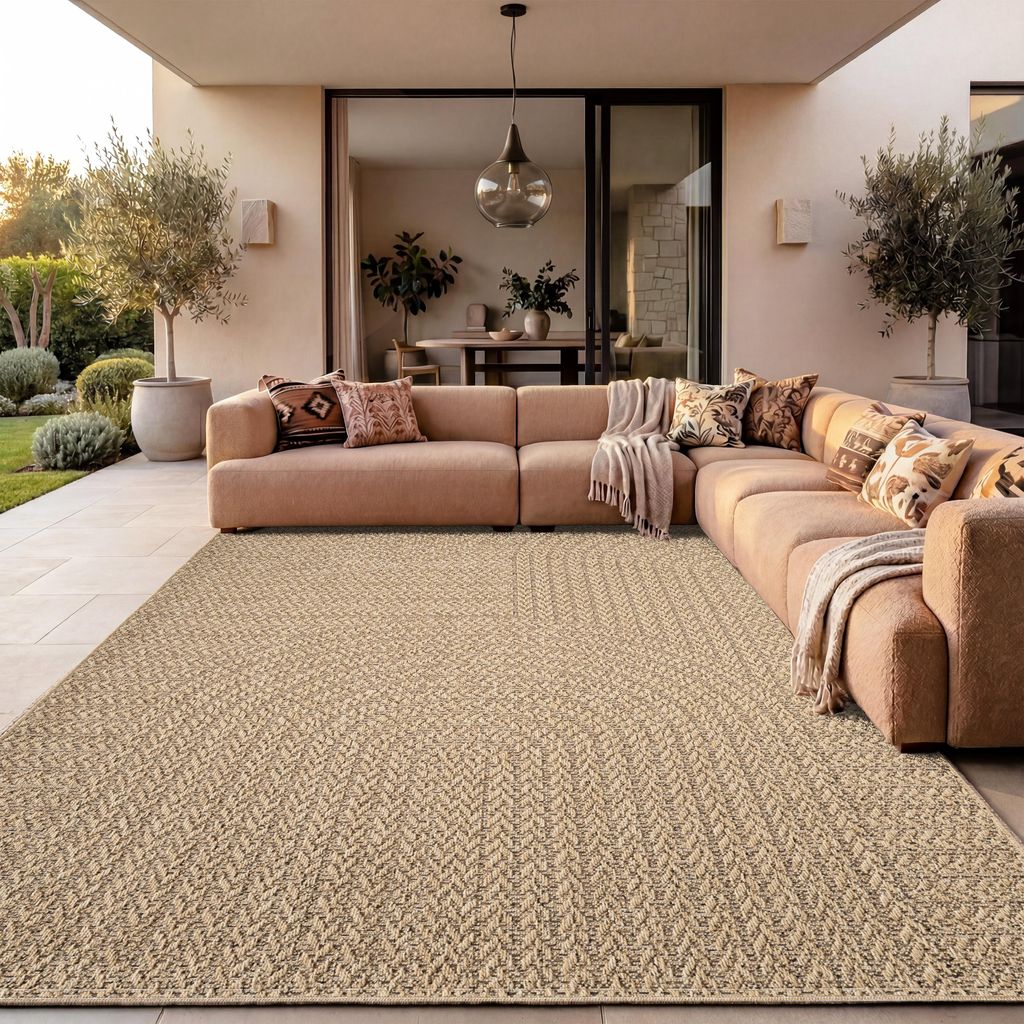 Paco Home Outdoor Teppich Wetterfest Balkon Wohnzimmer Boho Produktbild  KI-generiertes Bild