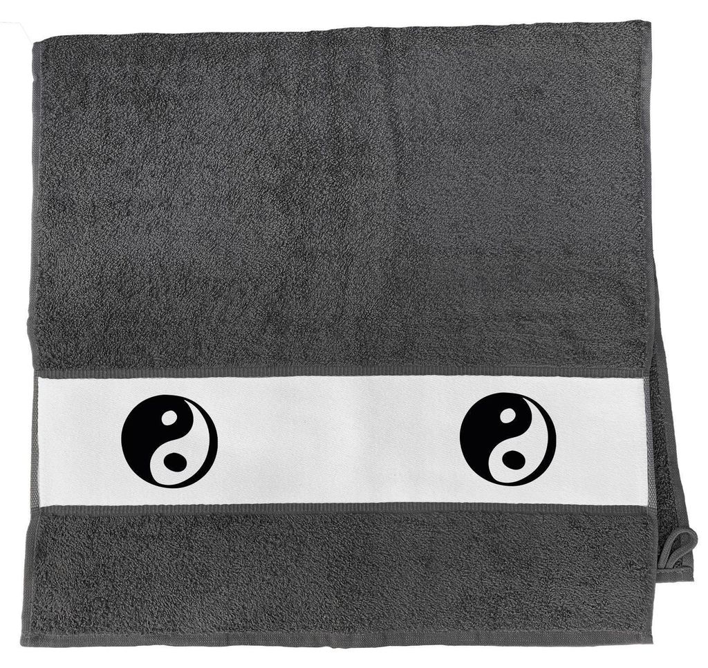Huuraa Handtuch Yin und Yang Taoismus 50x100cm Graphite Baumwolle Handtuch Geschenkidee