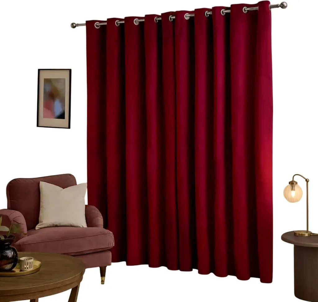 Rideau Occultant Thermique en Velours Épais Bordeaux RV3695 229x229cm