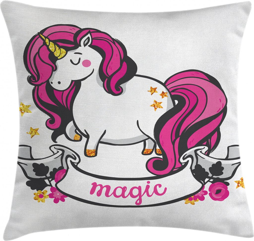 ABAKUHAUS Kids Kissenbezug, Einhorn mit rosa Haaren, Waschbar mit Reißverschluss Kissenhülle mit Farbfesten Klaren Farben Beidseitiger Druck, 40 ...