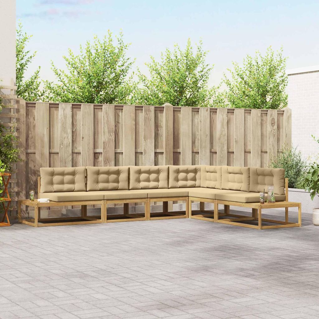 Möbel Outdoor-Sofagarnitur Weiß 357 x 198,5 x 73 cm PolyesterGartenstühle - Gartenstühle c2888