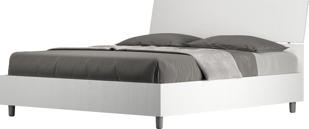 Demas 160x200 Doppelbett mit Stauraum und schrägem Kopfteil, Esche weiß