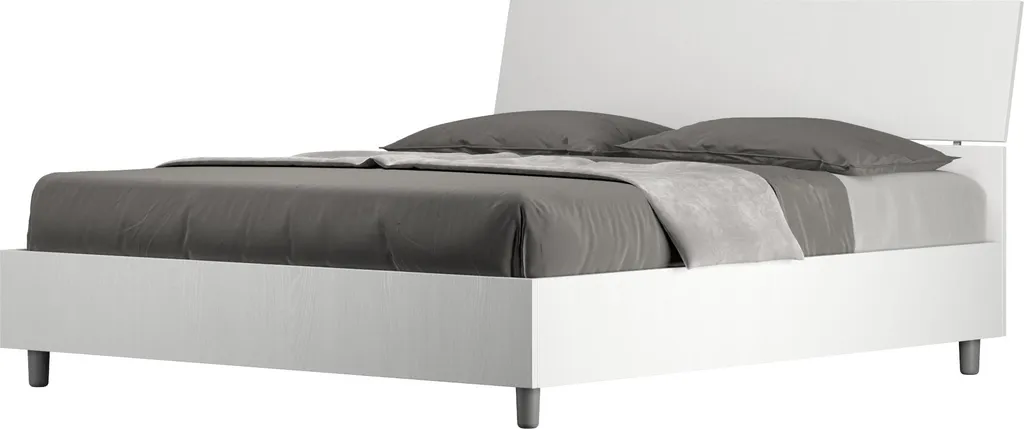 Lit 160x200 frêne blanc tête de lit inclinée contre le mal de dos
