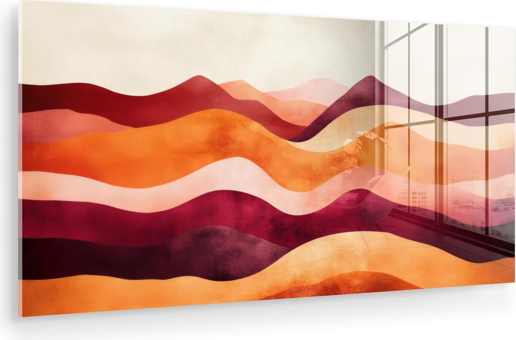 MuchoWow Glasbilder - Bilder auf Wandbild - Foto auf Glas Abstrakt - Landschaft - Wellen 80x40 cm Wanddekoration aus Glas - Acrylglasbild - Acrylbi...