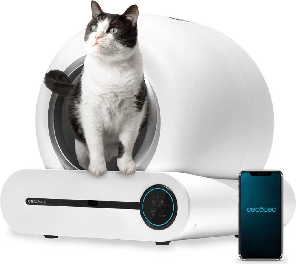Cecotec Pumba 8000, Katze, Selbstreinigendes Katzenklo, Weiß, 65 l