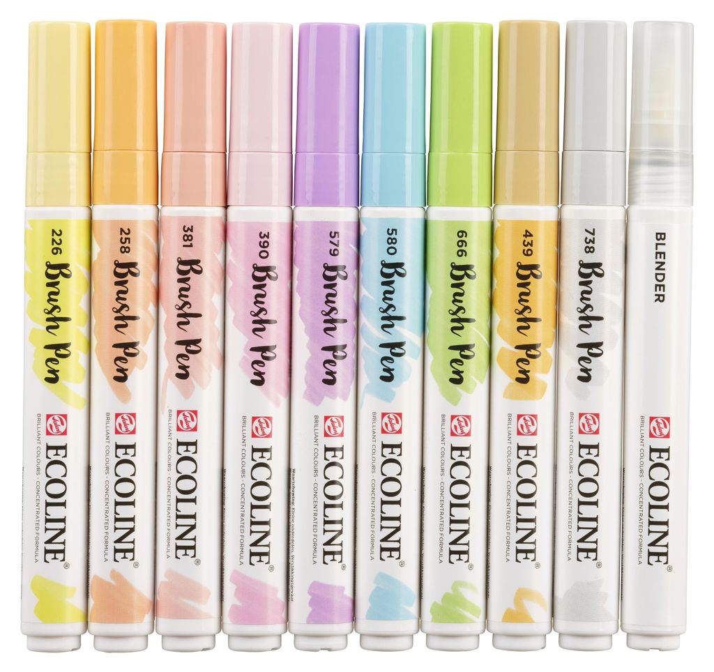 Talens - Brushpen Ecoline 10er-Set Pastell | 3 Stück