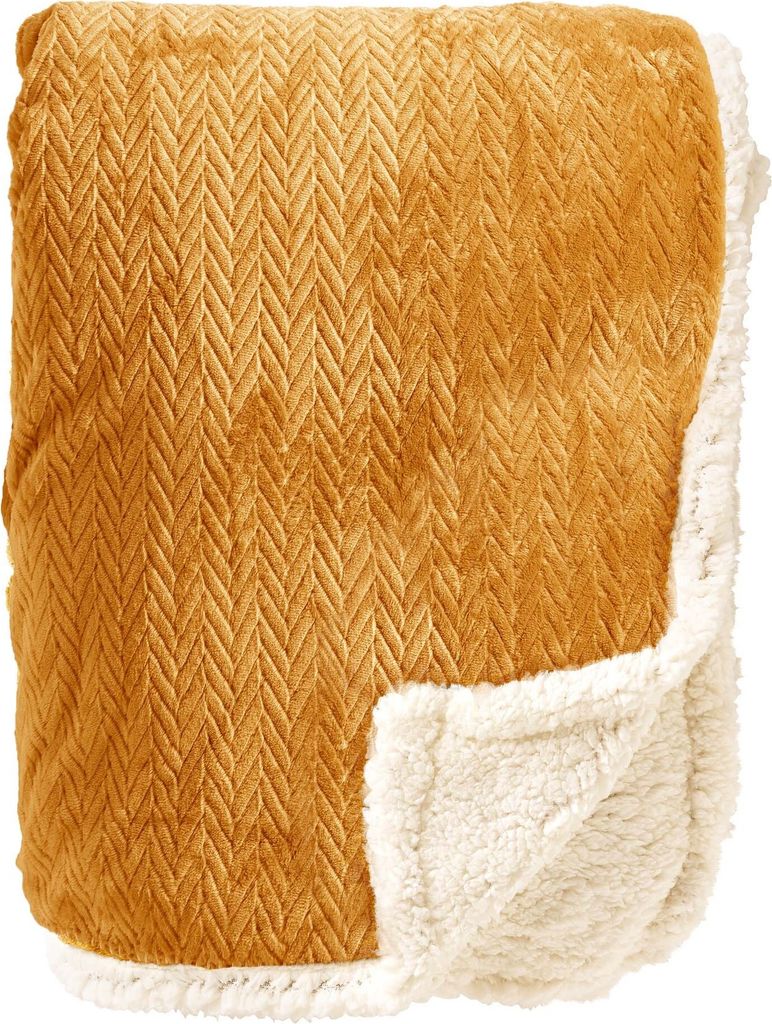 Dutch Decor Wohndecke Bobby 150x200 cm Gelb Sherpa-Fleece