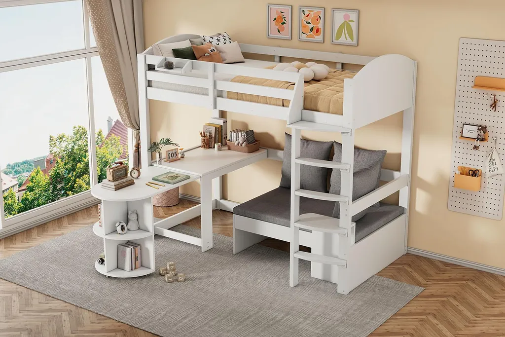 Lit combiné enfant 90x200 cm idéal pour petite chambre blanche - 6