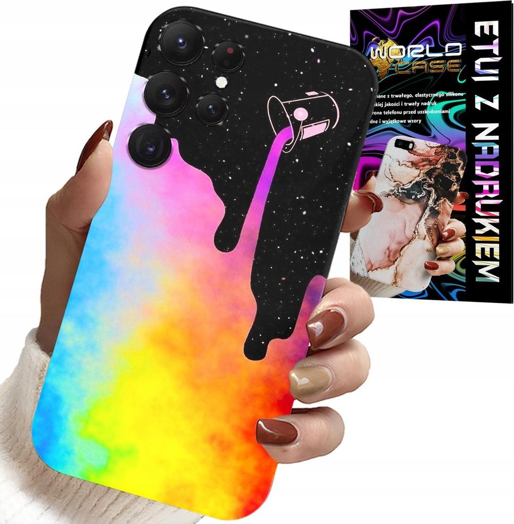 ETUI FÜR SAMSUNG GALAXY S23 Ultra - Regenbogenfarbige Muster, Farbe + Folie