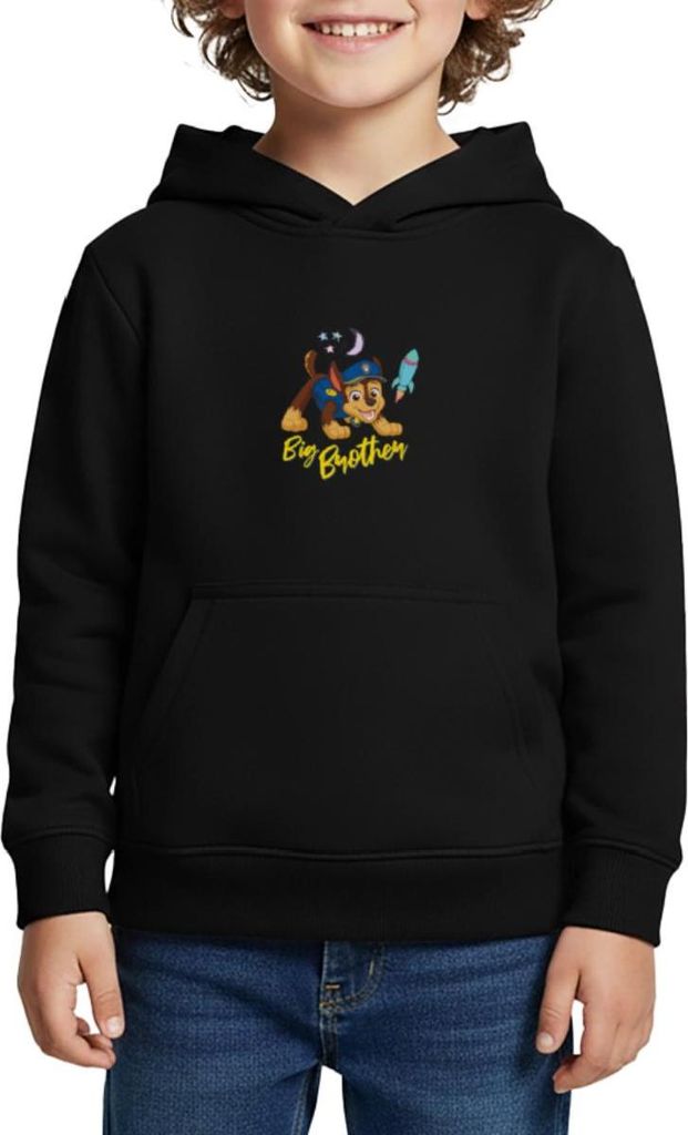 Spreadshirt Paw Patrol Großer Bruder Chase Geschenk Kinder Premium Hoodie, 98/104 (2 Jahre), Schwarz