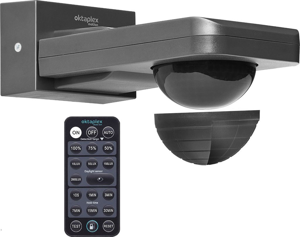 Oktaplex Bewegungsmelder Decken- & Wandmontage Dauer-An Funktion Infrarot-Sensor anthrazit