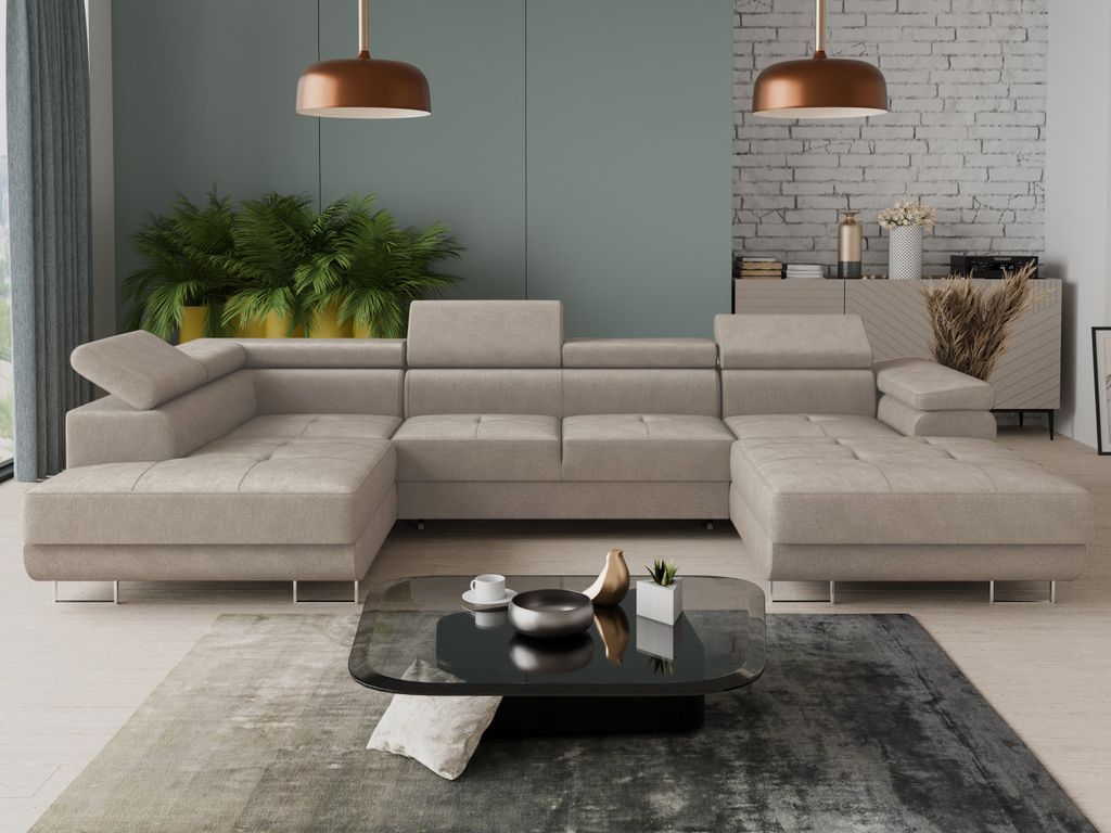 Wohnlandschaft Caris U mit Schlaffunktion und einstellbare Produktbild 