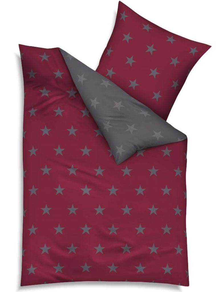 Kaeppel Feinbiber Biber Bettwäsche 200x200 cm Stars 32742 rubin anthrazit