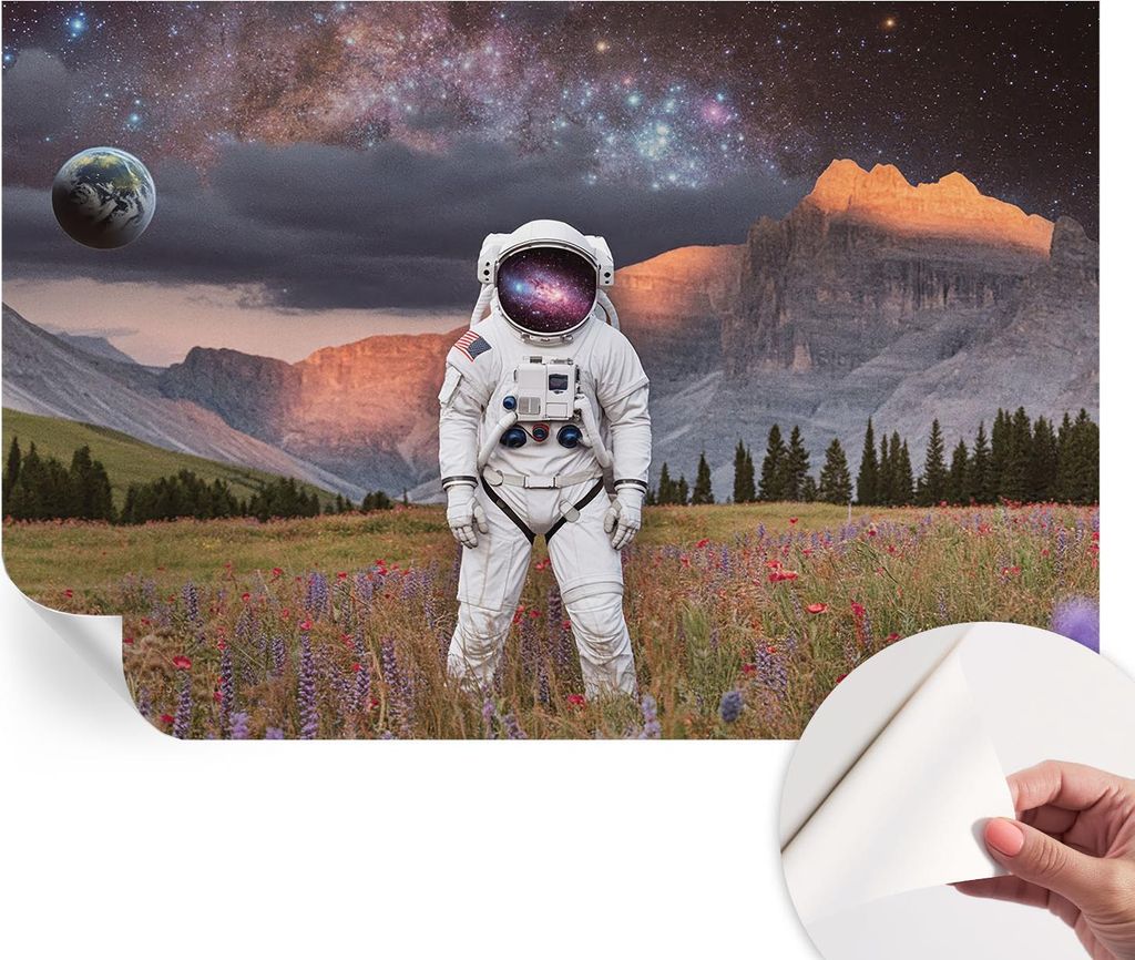 Selbstklebende Wandtapete - Dekorative Tapete für Wohnzimmer - Klebefolie für Wandbilder - Tapetenfolie für Wanddekoration - 104x70 cm - Kosmisc...