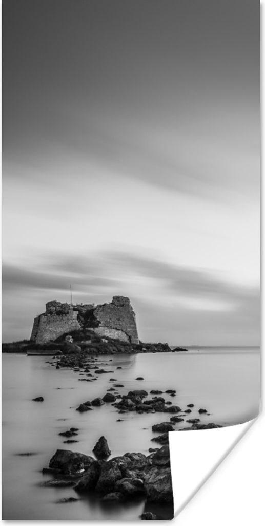 MuchoWow Poster Steine im Wasser schwarz und weiß 20x40 cm - Plakat - Foto