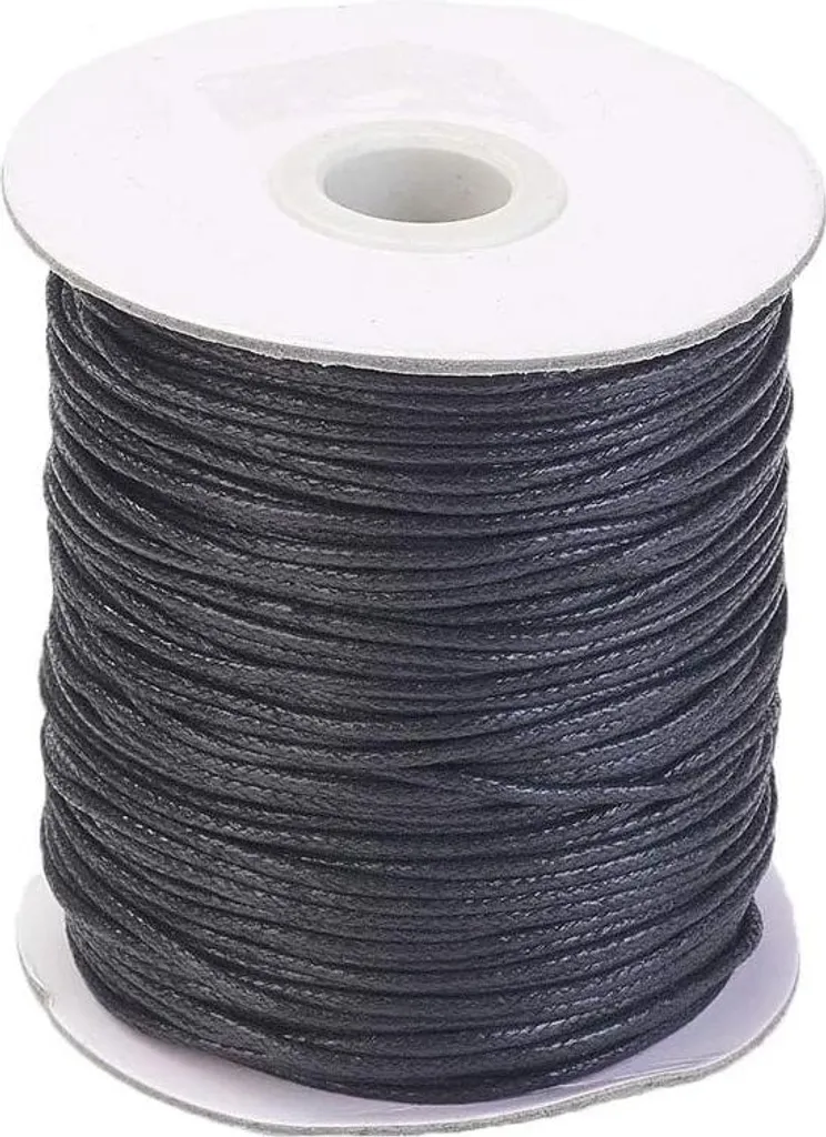 Fil coton ciré noir 15mm pour création bijoux et accessoires 100 yards