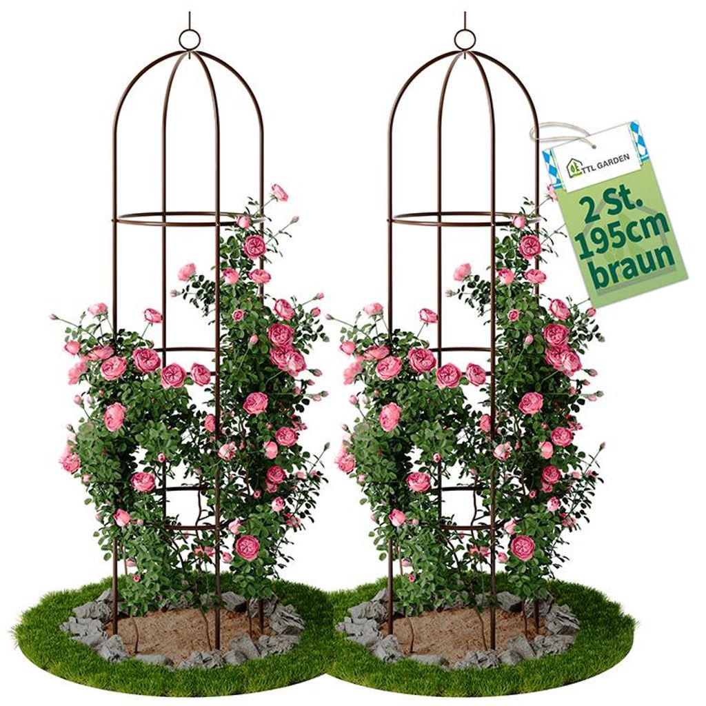 TTL GARDEN Rankhilfe Obelisk XL 195x40cm braun 2er Set – Produktbild 