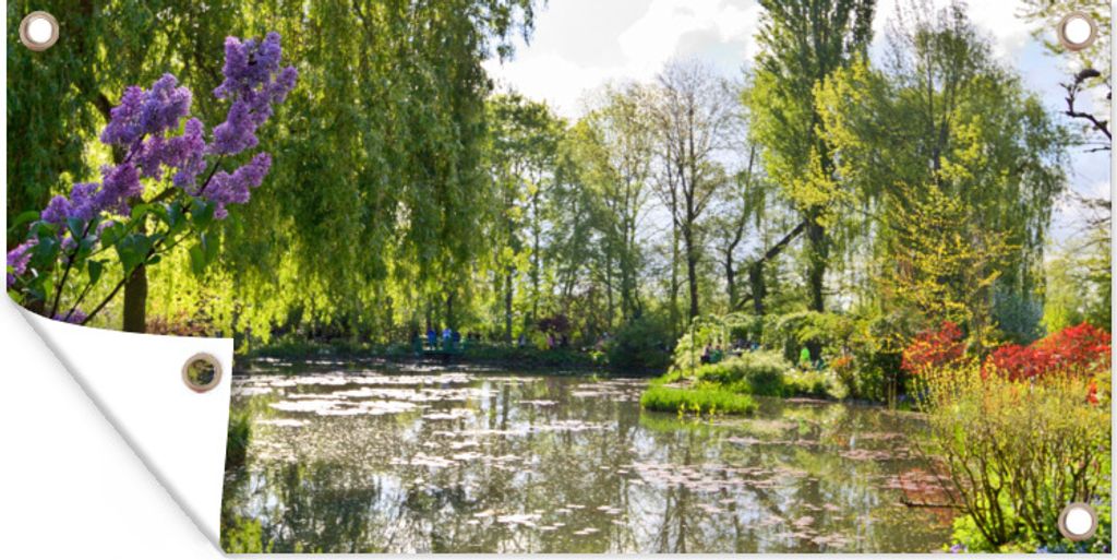 MuchoWow 80x40 cm Outdoor-Poster Gartendeko Sichtschutz Garten Poster für den Garten Farben, die sich im Wasser des Gartens von Monet in Frankr...