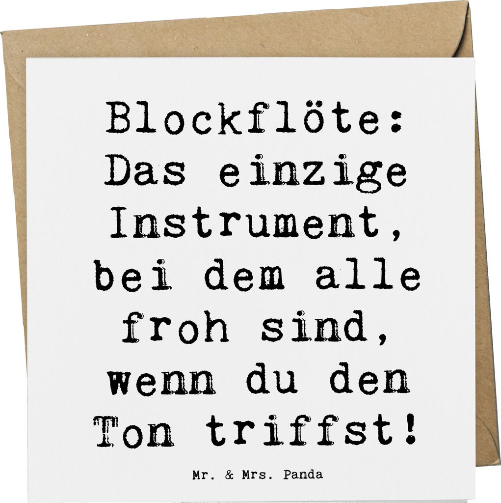Mr. & Mrs. Panda Glückwunschkarte Spruch Blockflöte Freude - Weiß - Geschenk, Musizieren, doppelkarte, Lernen, Instrument, faltkarte, Klappkarte...