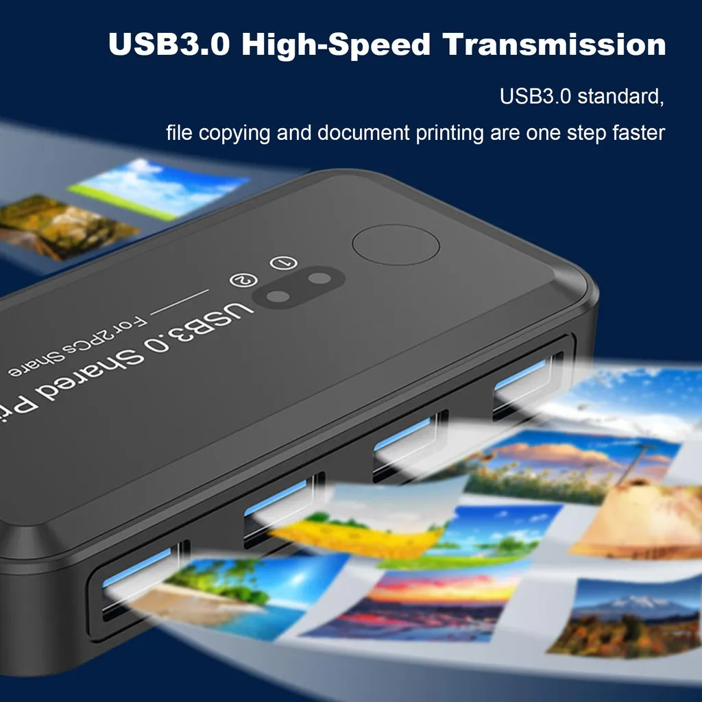 Commutateur USB 3.0 Sélecteur pour 2 Ordinateurs et 4 Périphériques PC