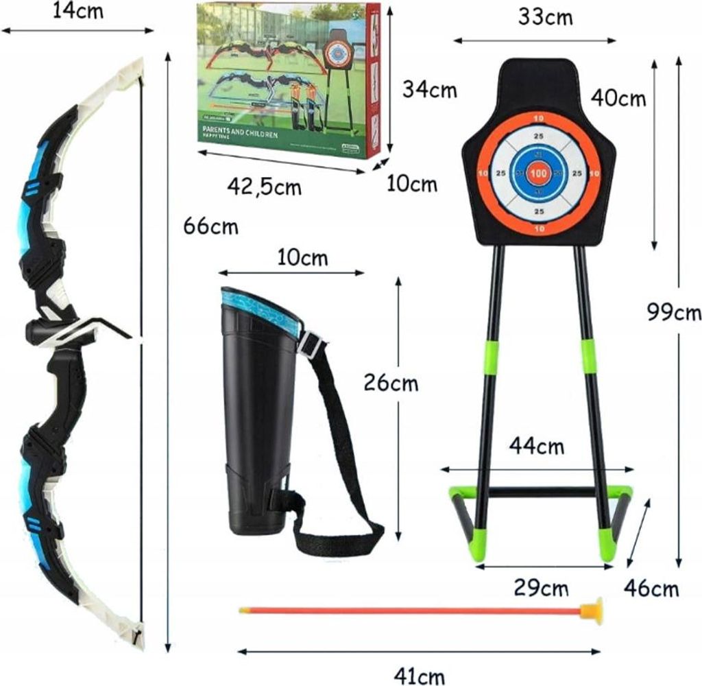 Set D'arc Recourbé Pour Enfant - 11 Flèches + Cible - Tir à L'arc Loisir - Noir - HNZMDY