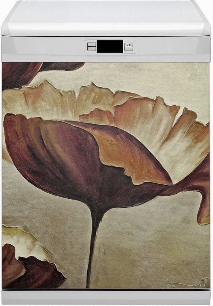 Geschirrspüle Magnet für Spülmaschine Magnetmatte Küche Magnete Dekorative 60x70 cm - Malen große Mohnblumen