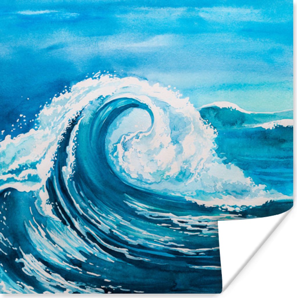 MuchoWow Poster Golf - Meer - Aquarell 75x75 cm - Wand Dekoration