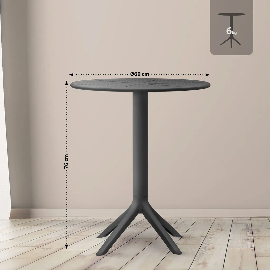 Table d'appoint Lacota 60 cm noire mate avec pied central stable